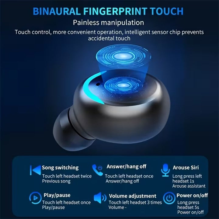Wireless Earbuds Headphones With Touch Control, Noise-Cancelling HD Mic